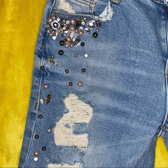 Zara Trf Diamante distressed Jeans - Picture 2 of 6
